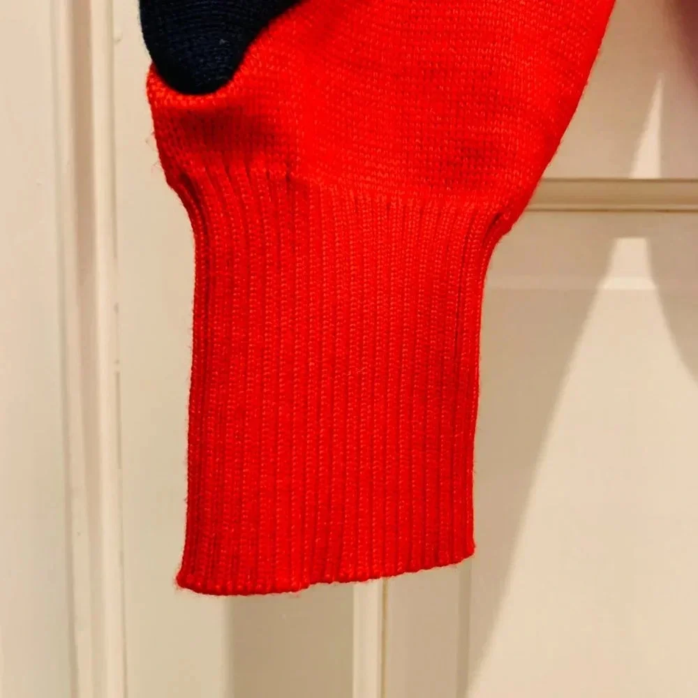 Vintage Meister Sweater Ski Acrylic Wool Blend Blue Navy Red 1/4 Zip Men MEDIUM - Picture 3 of 16